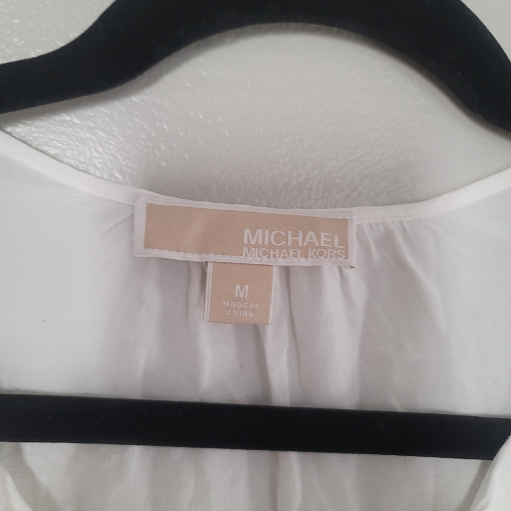 MICHAEL Michael Kors White Long Sleeve Blouse Size M 100%Rayon - Picture 5 of 9